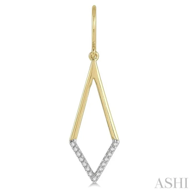 1/6 Ctw Geometric Shape Round Cut Diamond Earring in 10K Yellow Gold