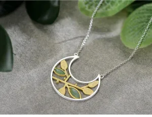 Aventurine Stone Spring in the Air Leaves Necklace with Pendant