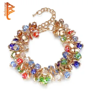 BELAWANG 2015 Charm Bracelets & Bangles Fashion Crystal Stone Gold Bracelets For Women Friendship Bracelets Femme Jewelry WS4113