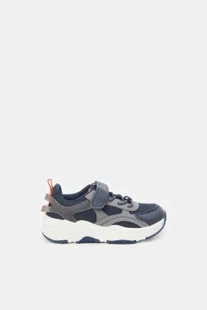 Boys Navy Colour Block Trainer