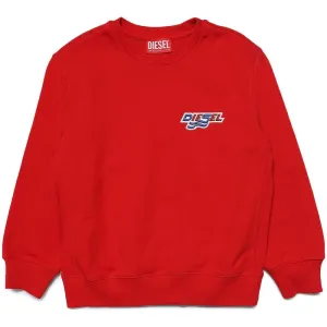 Boys Red Cotton Logo Sweatshirt