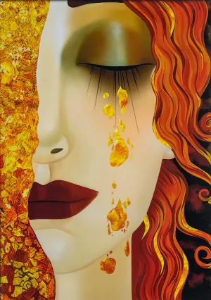 Golden Tears - Painted by Gustav Klimt/Marie Zilberman - Circa. 1888. High Quality Polyester Cotton Canvas Print. Rolled Canvas Available in 3 Sizes - Small, Medium, or Large. Stretched Canvas Option Available in One (1) Large Size - 70cm x 100cm.