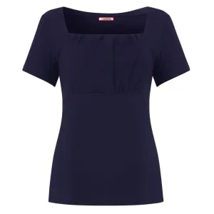 Joe Browns 14 Navy Minnie Ruched Front Jersey Top