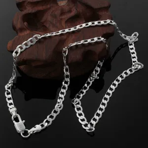 New Listing Hot sell men's silver plated 4MM Flat women cute men chain snake Necklace Fashion trends Jewelry Gifts