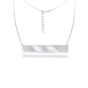 New York Jets Silver Necklace with Bar Pendant