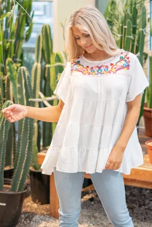 Solid Flared Short Sleeve Top