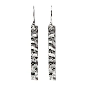 Sterling Silver Bar Earrings Hammered