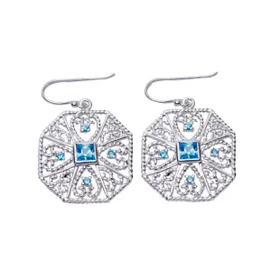 Topaz Silver Filigree Earrings