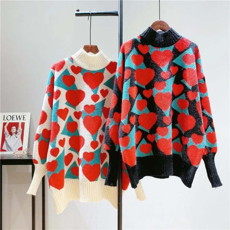 Women High Neck Sweetheart Cozy Knitting Sweaters