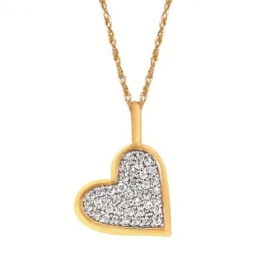 Yellow Gold  Diamond Heart Pendant with Fine Thin Chain